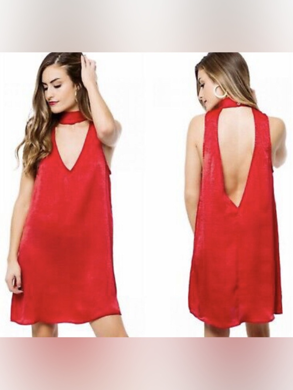 Show Me Your Mumu Friday Choker Dress Red Satin Mini Shift Dress